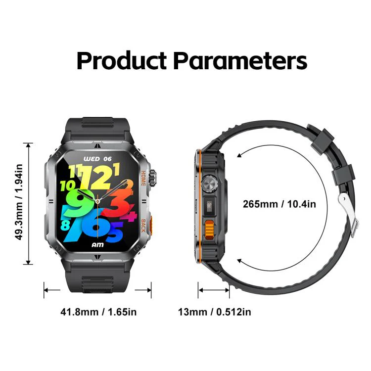 MT62 2.01-inch IPS Display Outdoor Adventures Smart Watch with 1000mAh Battery & Flashlight(Silver Orange) - Image 18