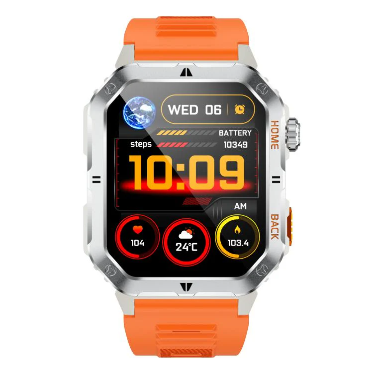 MT62 2.01-inch IPS Display Outdoor Adventures Smart Watch with 1000mAh Battery & Flashlight(Silver Orange) - Image 2