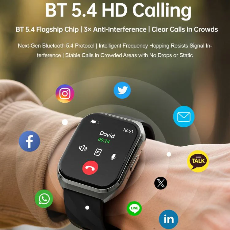 MT66 1.83-inch IPS Curved Screen Smart Watch with 1000mAh Battery(Black Case Leather Strap) - Image 12