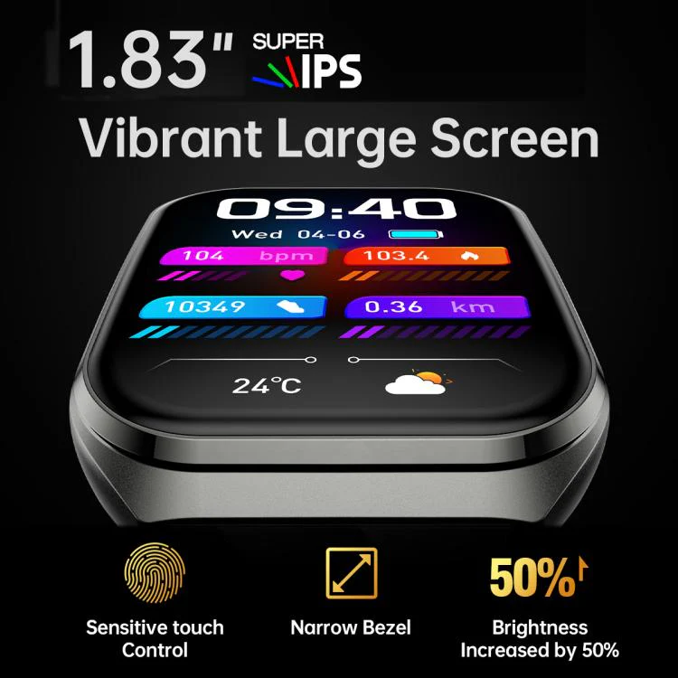 MT66 1.83-inch IPS Curved Screen Smart Watch with 1000mAh Battery(Black Case Silicone Strap) - Image 5