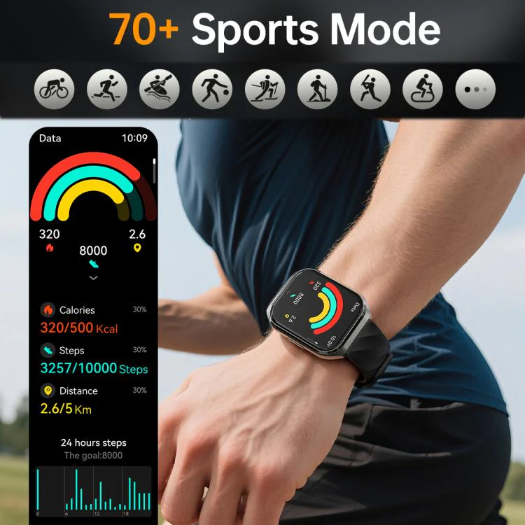 MT66 1.83-inch IPS Curved Screen Smart Watch with 1000mAh Battery(Silver Case Steel Strap) - Image 10