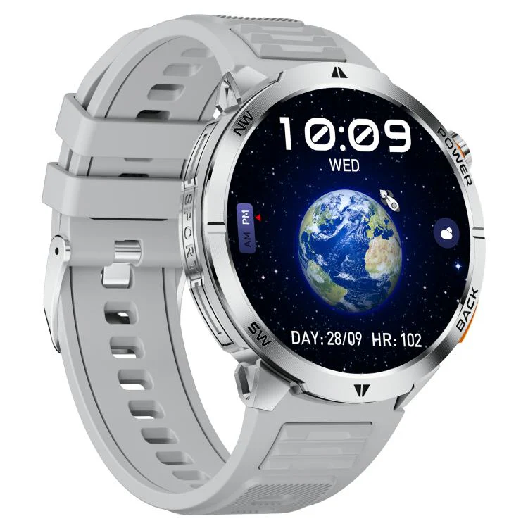 MT68 1.7-inch IPS Display Outdoor Adventures Smart Watch with 1000mAh Battery & Flashlight(Silver Case Silicone Strap)