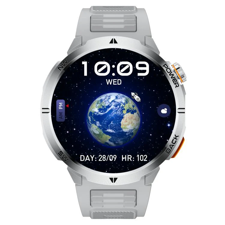 MT68 1.7-inch IPS Display Outdoor Adventures Smart Watch with 1000mAh Battery & Flashlight(Silver Case Silicone Strap) - Image 2