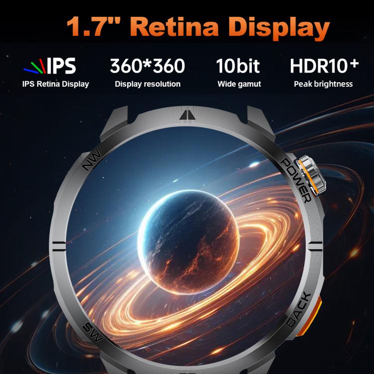 MT68 1.7-inch IPS Display Outdoor Adventures Smart Watch with 1000mAh Battery & Flashlight(Silver Case Silicone Strap) - Image 5