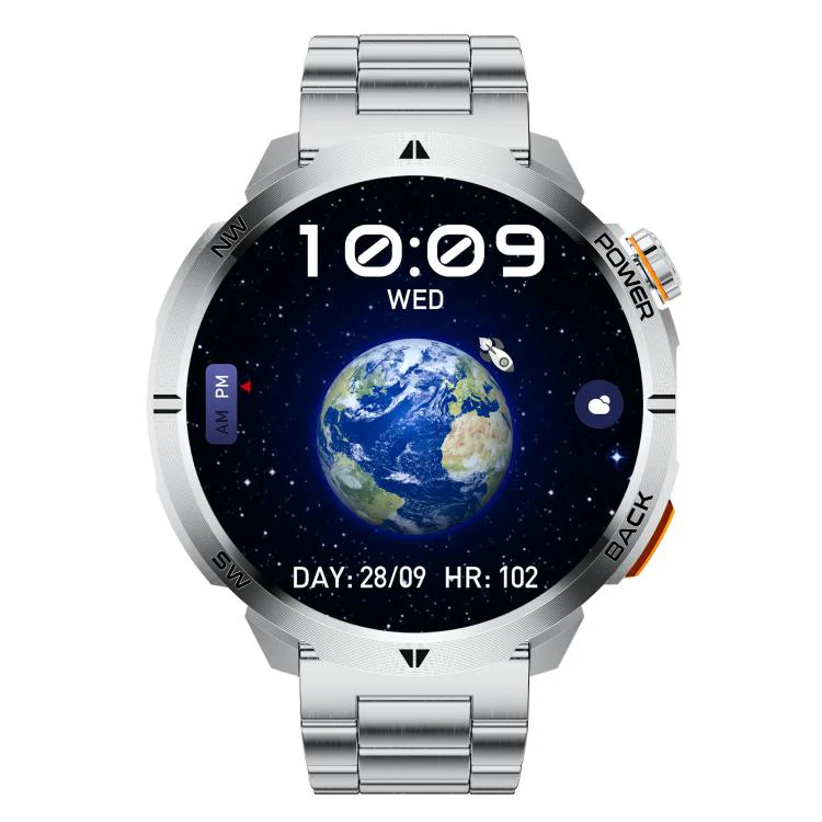 MT68 1.7-inch IPS Display Outdoor Adventures Smart Watch with 1000mAh Battery & Flashlight(Silver Case Steel Strap) - Image 2