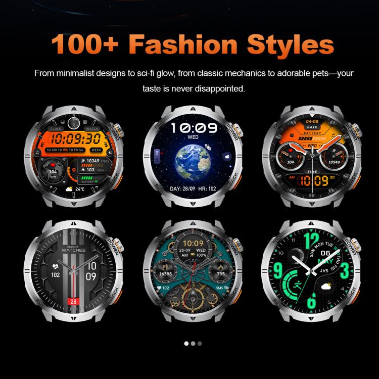 MT68 1.7-inch IPS Display Outdoor Adventures Smart Watch with 1000mAh Battery & Flashlight(Silver Case Steel Strap) - Image 6
