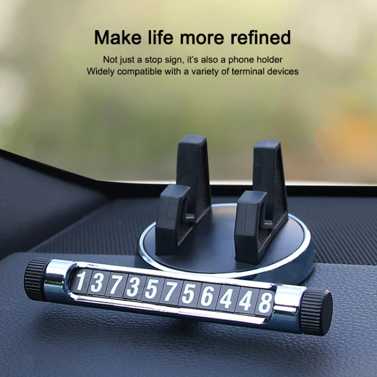 Multi-function Car Instrument Panel Mobile Phone Holder Temporary Parking Card(Silver) - Image 5