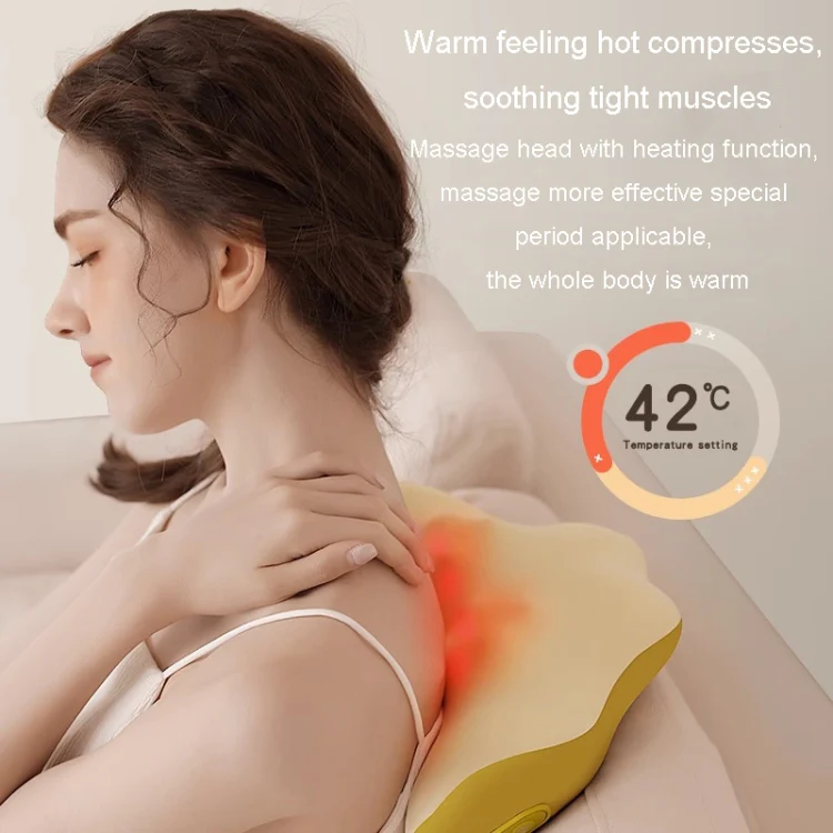 Multi-Function Lumbar Massager Car Cervical Hot Waist Massage Pillow, Specification: Charging Model Yellow - Image 10