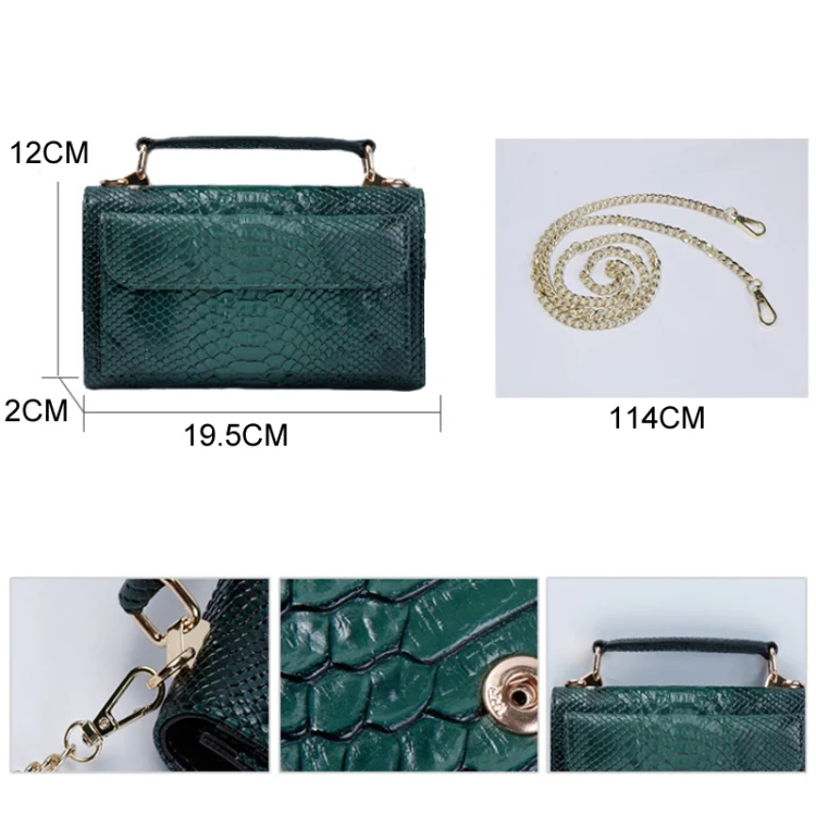Multi-functional Chain Lady Cross-body Wrist Bag(Snake Pattern Coffee) - Image 3