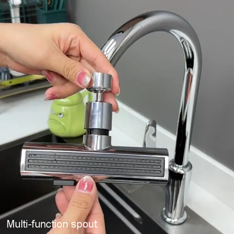 Multi-functional Flying Rain Waterfall Spout Connector Kitchen Faucet Splash Universal Swivel Bubbler, Color: Silver - Image 2