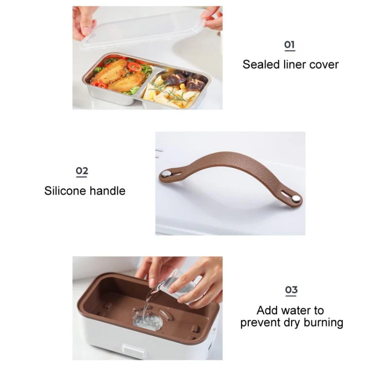 Multi Functional Microwave Oven With Plug-in Electric Cooking Electric Lunch Box, Color:Three Layers Of White(EU Plug) - Image 4