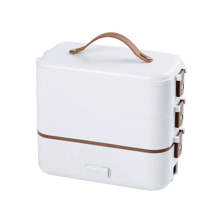 Multi Functional Microwave Oven With Plug-in Electric Cooking Electric Lunch Box, Color:Three Layers Of White(US Plug)