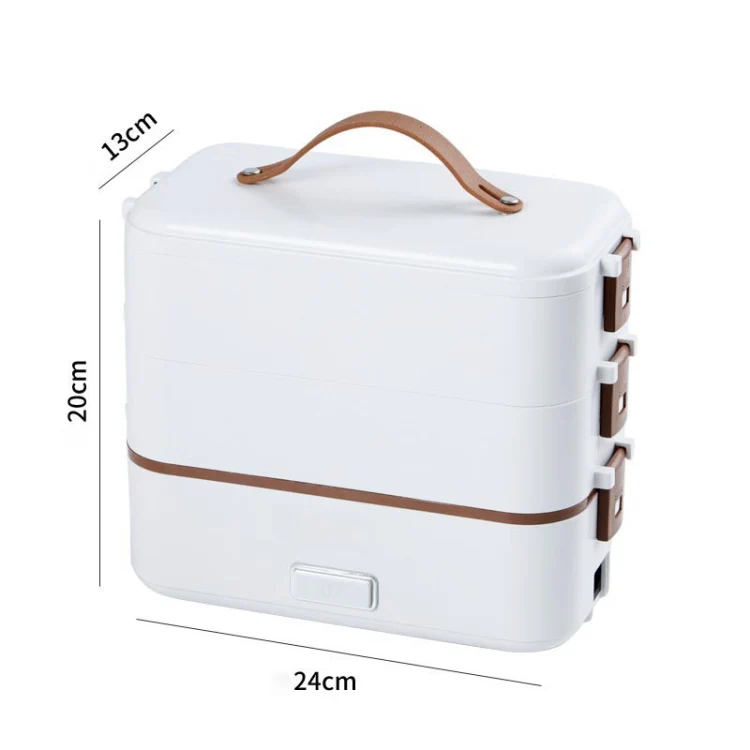 Multi Functional Microwave Oven With Plug-in Electric Cooking Electric Lunch Box, Color:Three Layers Of White(US Plug) - Image 2