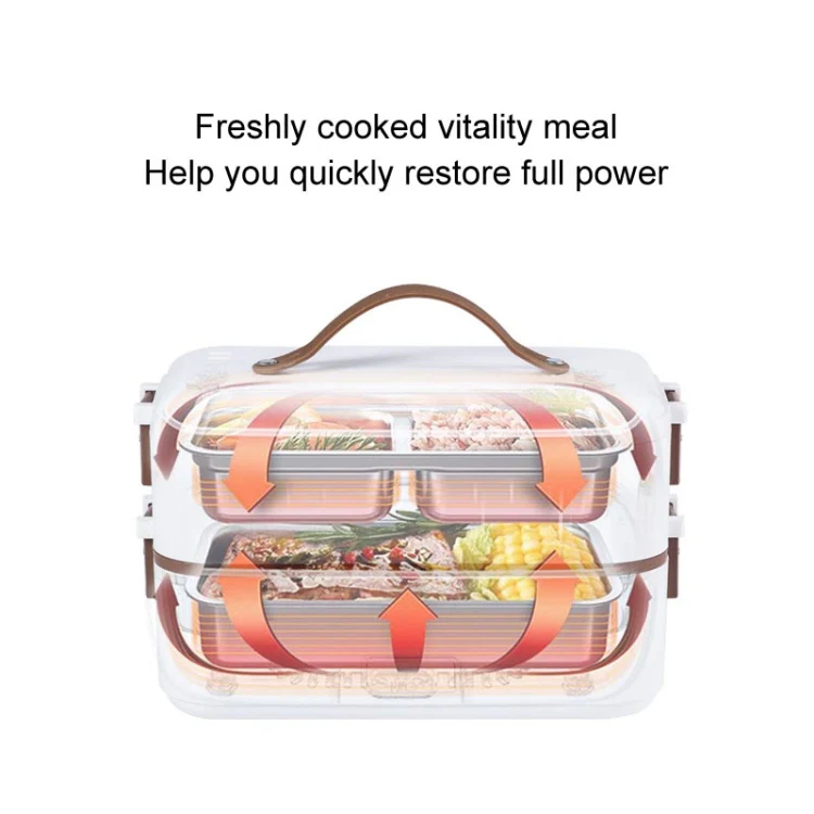 Multi Functional Microwave Oven With Plug-in Electric Cooking Electric Lunch Box, Color:White Double Layer(US Plug) - Image 3