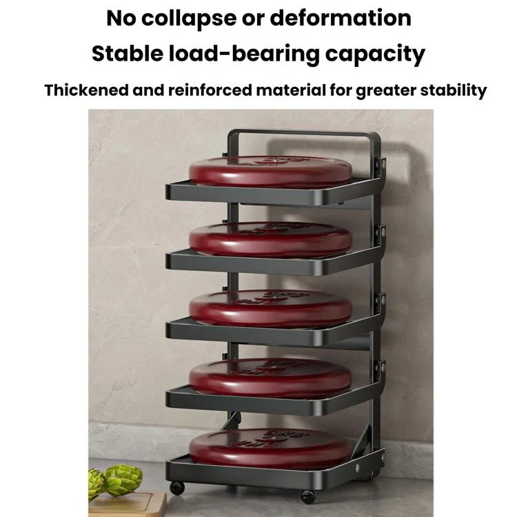 Multi-Tier Kitchen Food Preparation Rack Foldable Storage Rack, Color: Black 4-layer Desktop - Image 3
