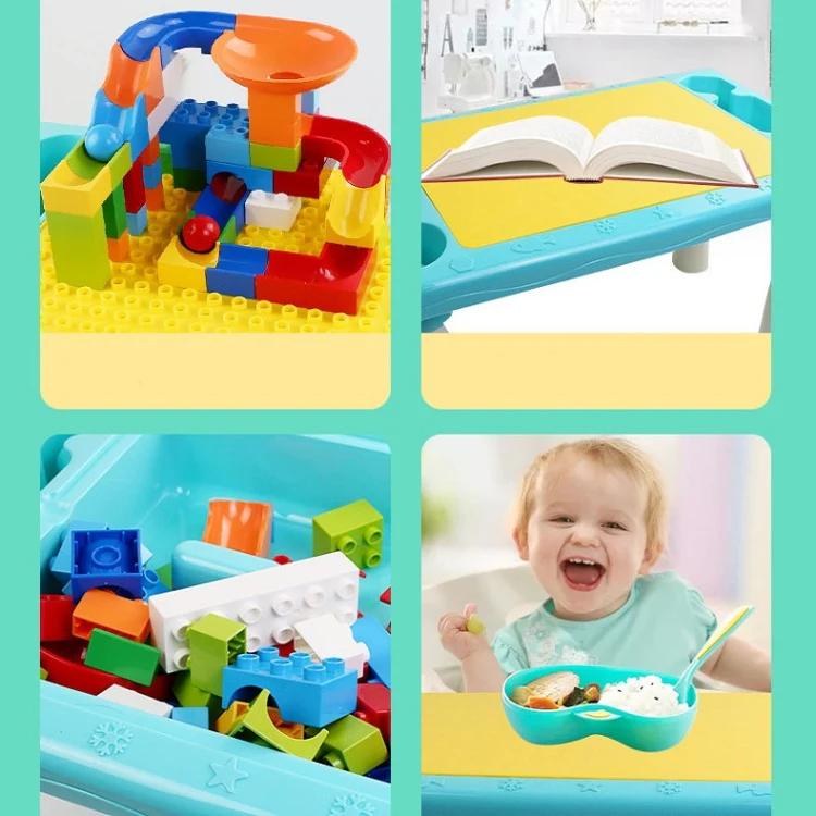Multifunctional Building Table Learning Toy Puzzle Assembling Toy For Children, Style: Table + Chair + 101 Blocks - Image 6