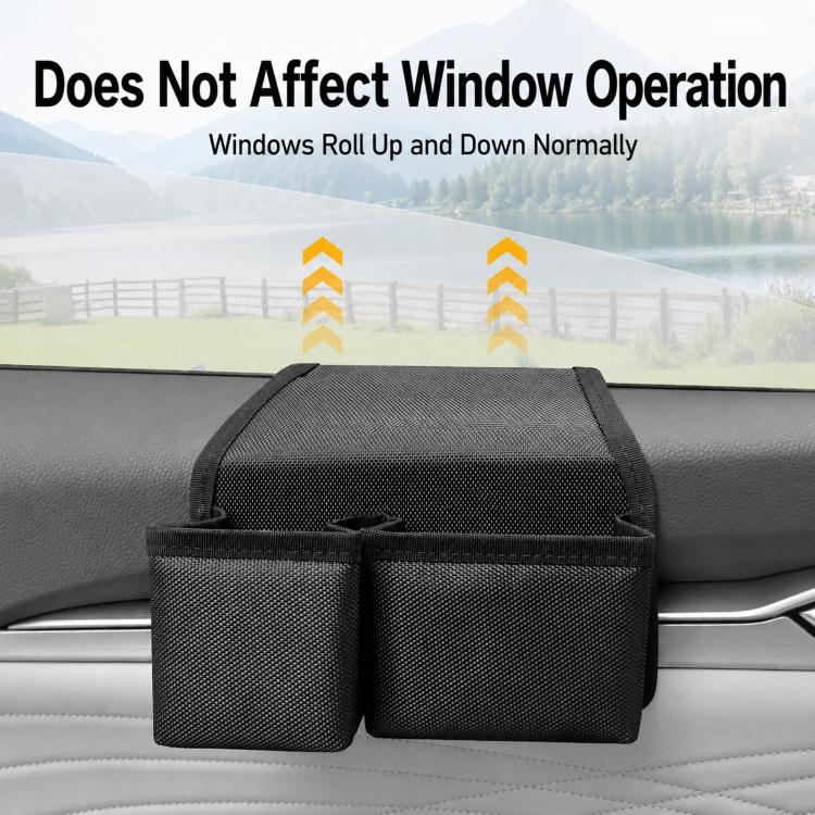 Multifunctional Car Cup Holder Foldable Window Door Side Storage Box, Style: Leather Black - Image 5