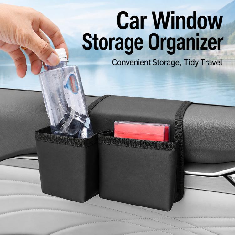 Multifunctional Car Cup Holder Foldable Window Door Side Storage Box, Style: Leather Grey - Image 4