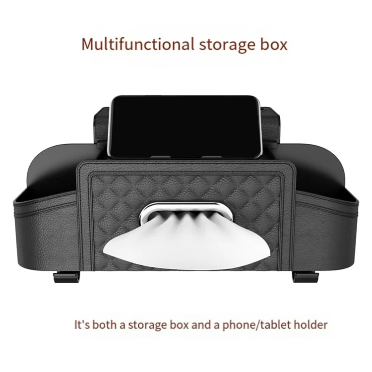 Multifunctional Car Seat Back Tissue Storage Box Hanging Bag(Black) - Image 4