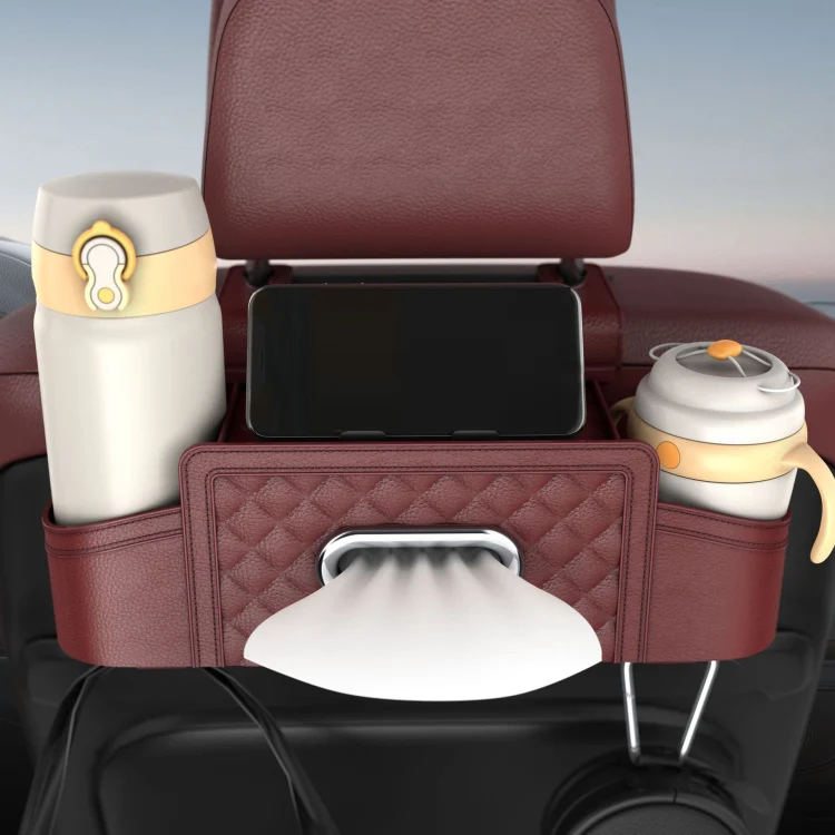 Multifunctional Car Seat Back Tissue Storage Box Hanging Bag(Orange) - Image 6