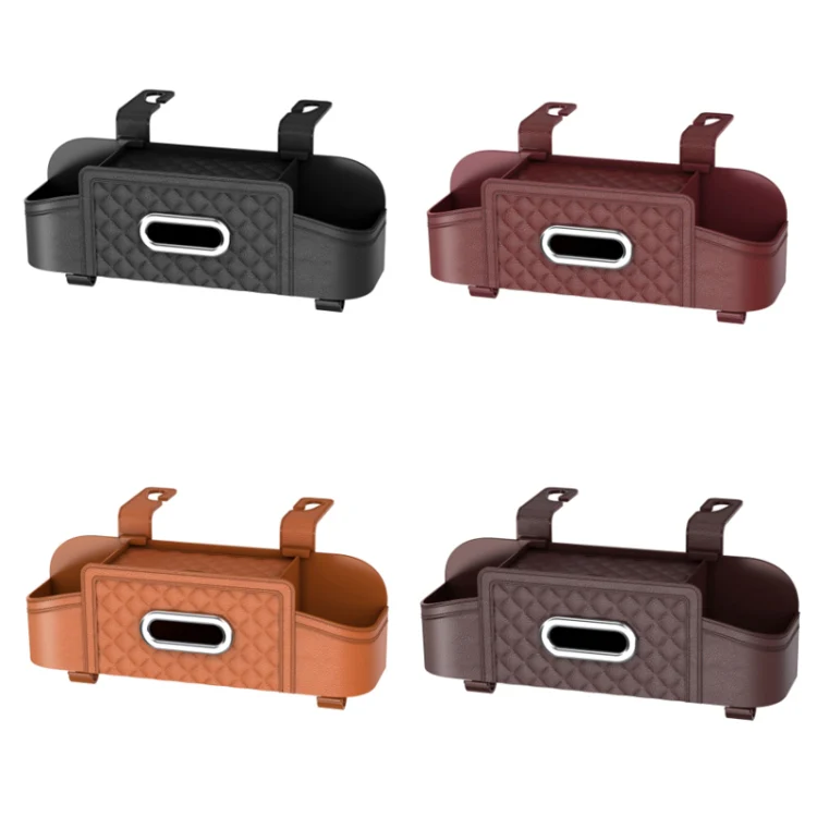 Multifunctional Car Seat Back Tissue Storage Box Hanging Bag(Wine Red) - Image 2