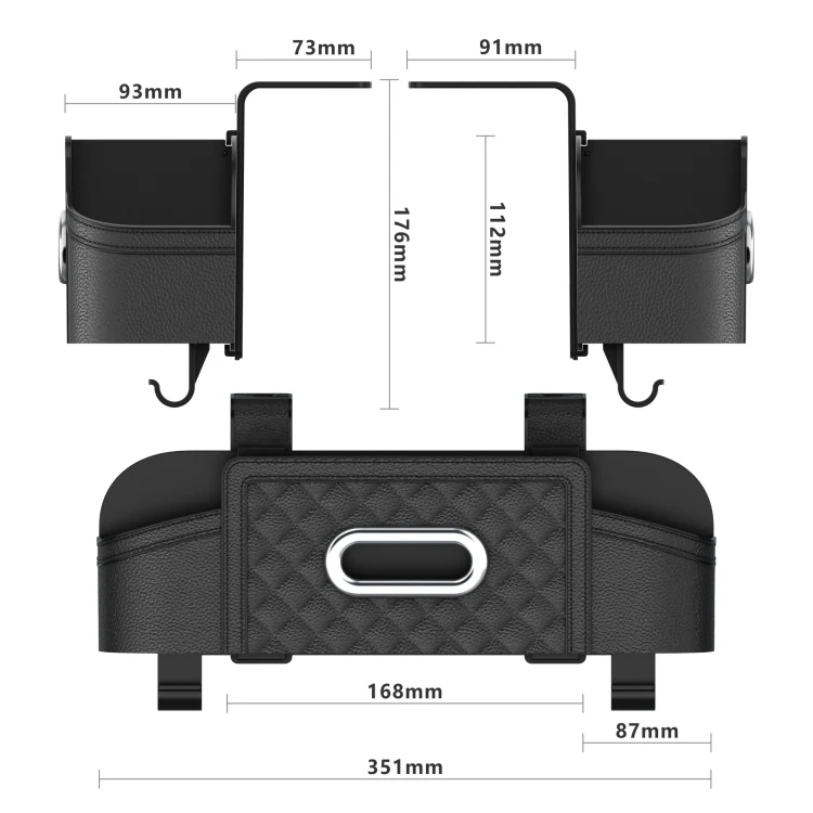 Multifunctional Car Seat Back Tissue Storage Box Hanging Bag(Wine Red) - Image 3
