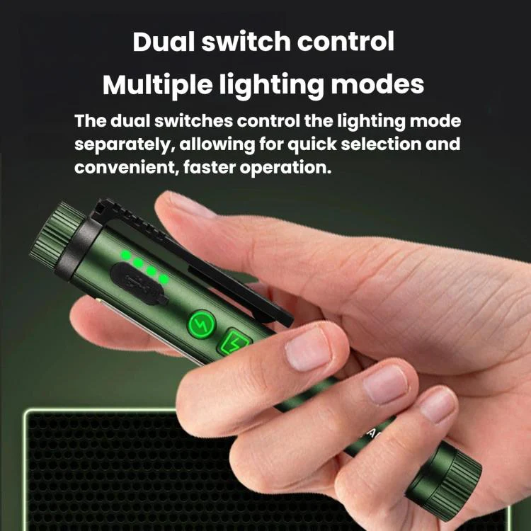 Multifunctional Dual Magnetic Pen Clip Flashlight, Outdoor Portable Inspection Work Pen Light(Green) - Image 10