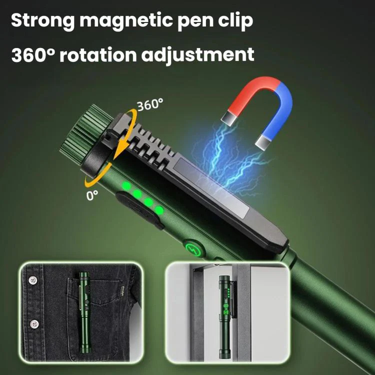 Multifunctional Dual Magnetic Pen Clip Flashlight, Outdoor Portable Inspection Work Pen Light(Grey) - Image 3