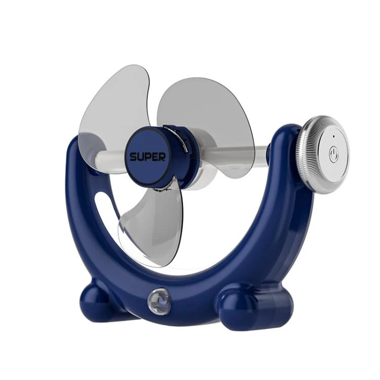 Multifunctional Fan Light Sound Big Wind Power With Light Wall Mounted Long Life Desktop Small Ceiling Fan, Color: Rechargeable Blue