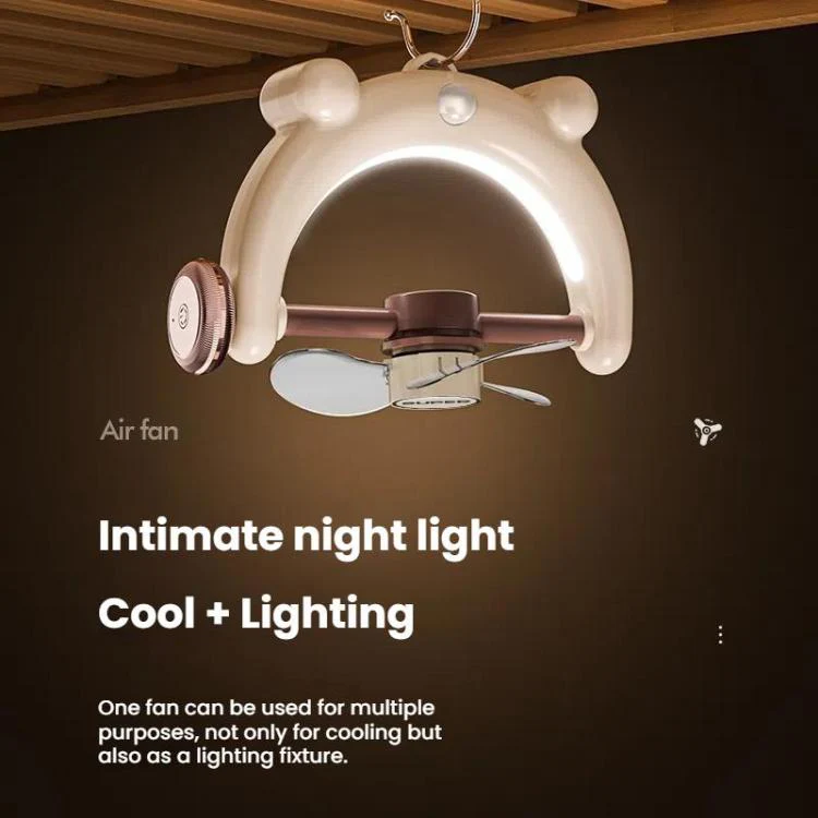 Multifunctional Fan Light Sound Big Wind Power With Light Wall Mounted Long Life Desktop Small Ceiling Fan, Color: Rechargeable Blue - Image 12