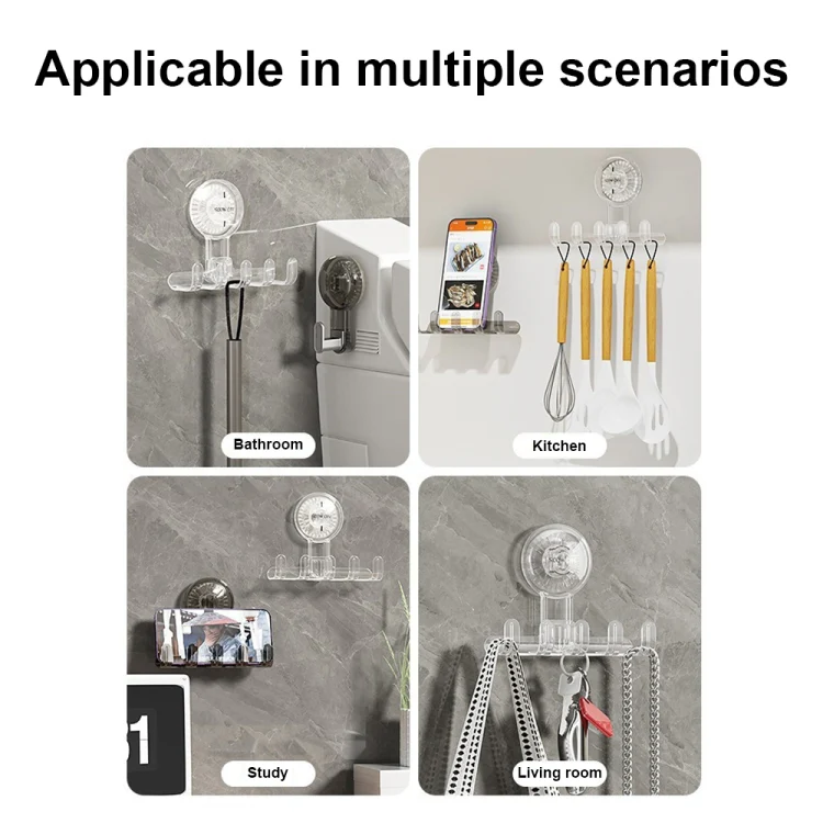 Multifunctional Household Suction Cup Hook Storage Rack Traceless Adhesive Hook(Gray) - Image 8