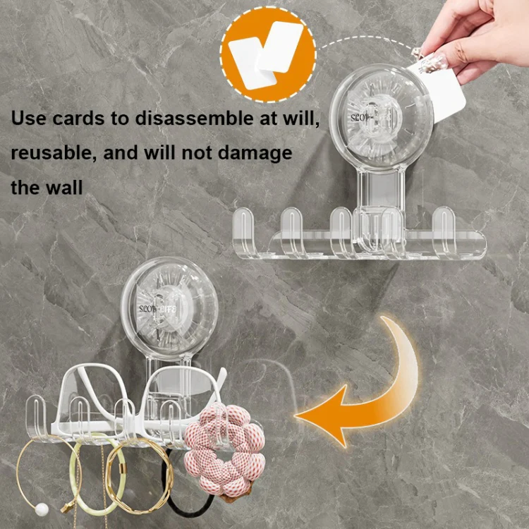 Multifunctional Household Suction Cup Hook Storage Rack Traceless Adhesive Hook(White) - Image 5