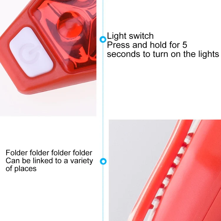 Multifunctional Outdoor Bicycling Running Warning Light Bicycle Taillight LED Back Clip Light(Red) - Image 5