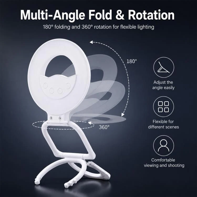 Multifunctional Portable Foldable Magnetic Fill Light Phone Holder(Black) - Image 10