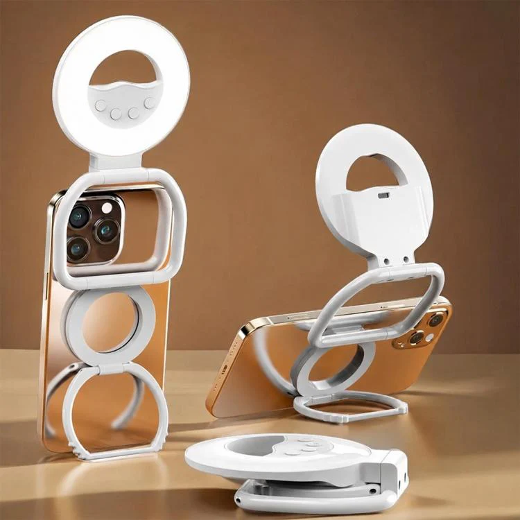 Multifunctional Portable Foldable Magnetic Fill Light Phone Holder(Black) - Image 2