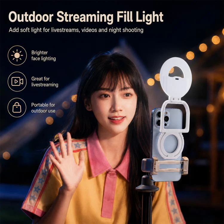 Multifunctional Portable Foldable Magnetic Fill Light Phone Holder(Black) - Image 4