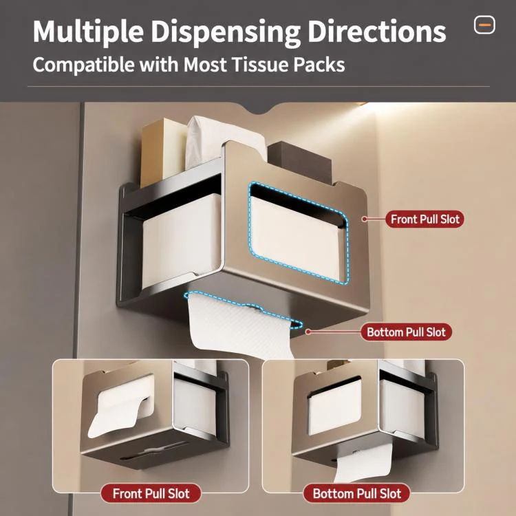 Multifunctional Wall Mounted Magnetic Tissue Storage Holder(Milky White) - Image 9