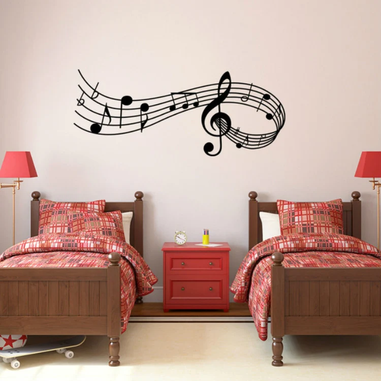Music Sound Notes Wall Decal Bedroom Music Classroom Decor Removable Music Sticker, Size:S 22cmx57cm(Black)