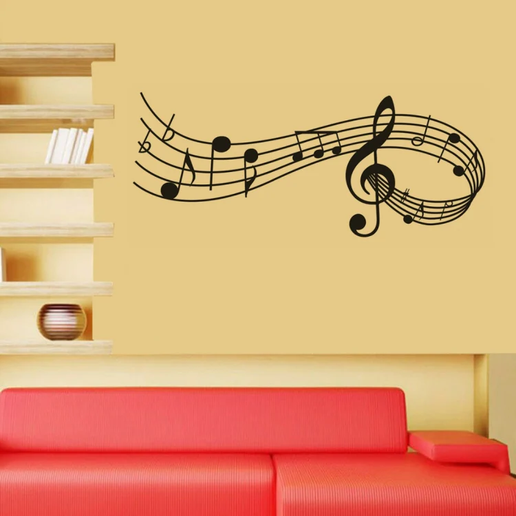 Music Sound Notes Wall Decal Bedroom Music Classroom Decor Removable Music Sticker, Size:S 22cmx57cm(Black) - Image 4