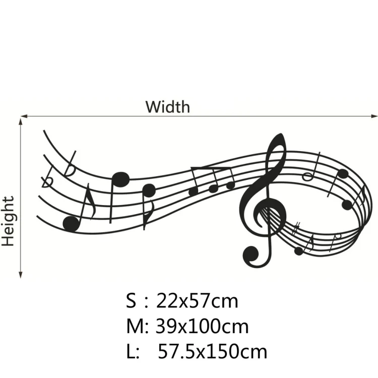Music Sound Notes Wall Decal Bedroom Music Classroom Decor Removable Music Sticker, Size:S 22cmx57cm(Black) - Image 7