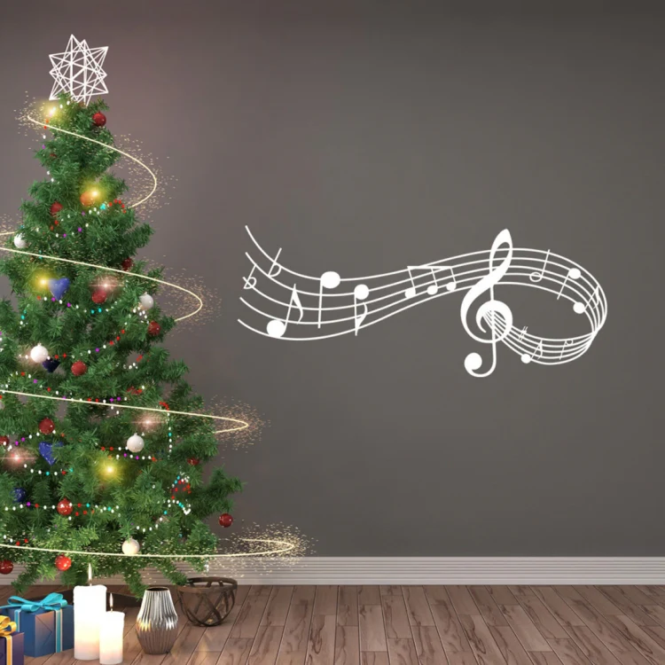 Music Sound Notes Wall Decal Bedroom Music Classroom Decor Removable Music Sticker, Size:S 22cmx57cm(White) - Image 2