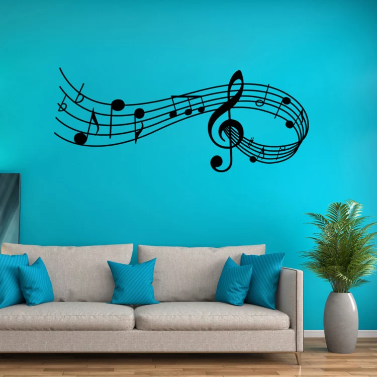Music Sound Notes Wall Decal Bedroom Music Classroom Decor Removable Music Sticker, Size:S 22cmx57cm(White) - Image 3
