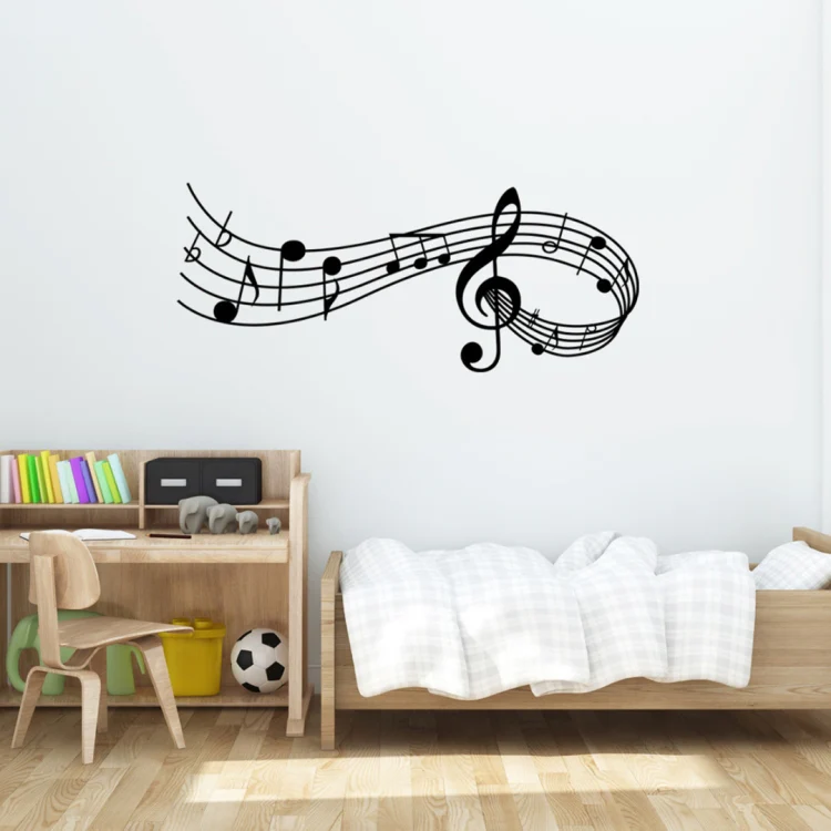 Music Sound Notes Wall Decal Bedroom Music Classroom Decor Removable Music Sticker, Size:S 22cmx57cm(White) - Image 5