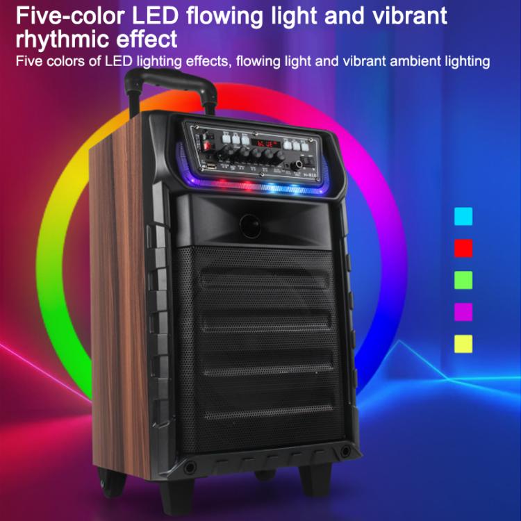 N-810 Outdoor Karaoke 8-inch Woofer RGB Trolley Bluetooth Speaker with Dual Wireless Mic, Plug:EU Plug(Black) - Image 11