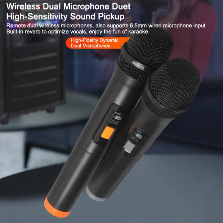 N-810 Outdoor Karaoke 8-inch Woofer RGB Trolley Bluetooth Speaker with Dual Wireless Mic, Plug:UK Plug(Black) - Image 7
