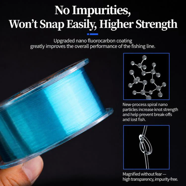 NAIGUAN Fluorocarbon Fishing Line Abrasion Resistant Invisible Carbon Lure Leader Line, Spec: No. 4.0(Lake Blue) - Image 3