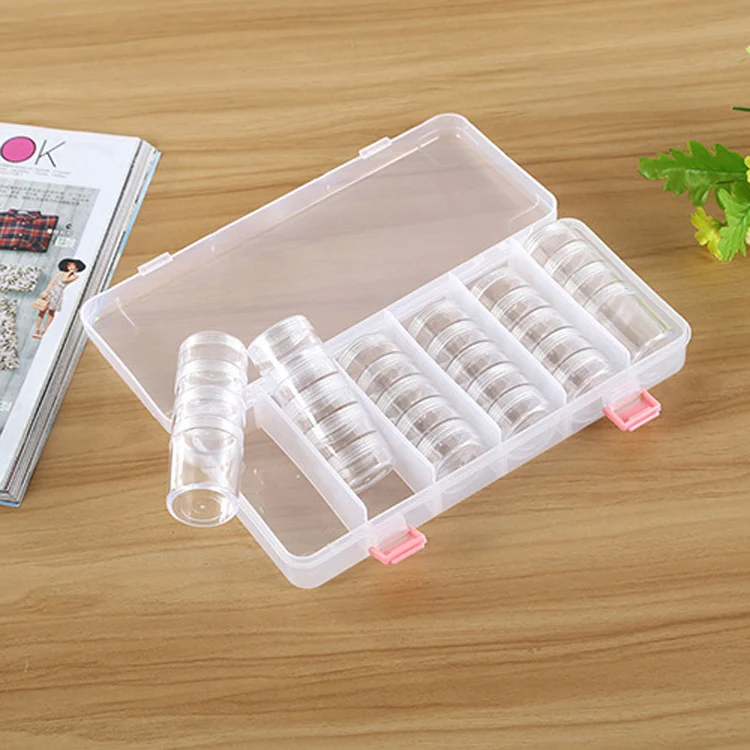 Nail Art Tool Decoration Empty Box Diamond Box Empty Bottle Set 28 Small Round Bottles + 1 Shell - Image 3