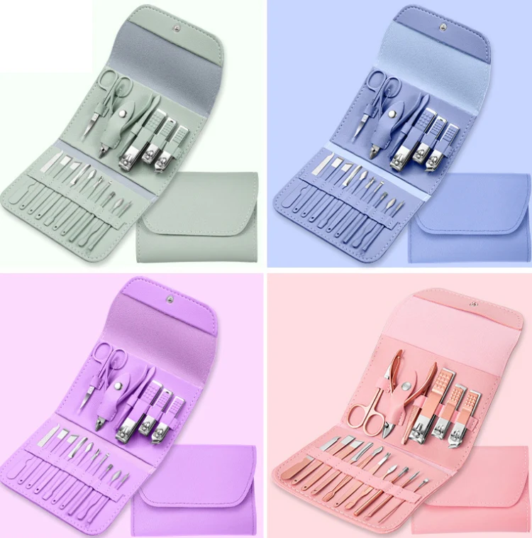 Nail Art Tool Set Nail Clippers Dead Skin Scissors Manicure Tool, Specification: 16 In 1 Blue - Image 2