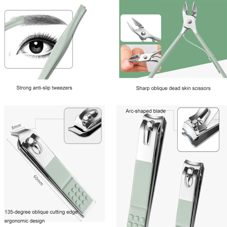 Nail Art Tool Set Nail Clippers Dead Skin Scissors Manicure Tool, Specification: 16 In 1 Blue - Image 5
