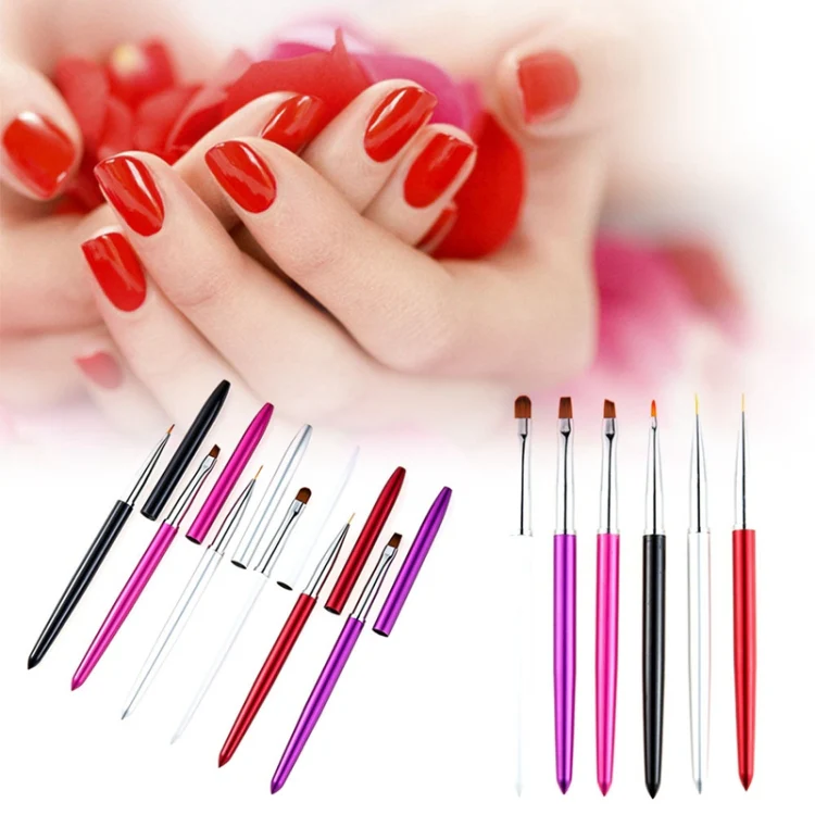 Nail Brush Color Painting Flower Carving Pen Pull Pen Light Therapy Gel Pen Flat Head Pen Nail Pen(Black) - Image 3